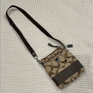 Coach Signature C Monogram Tan & Brown Crossbody Bag